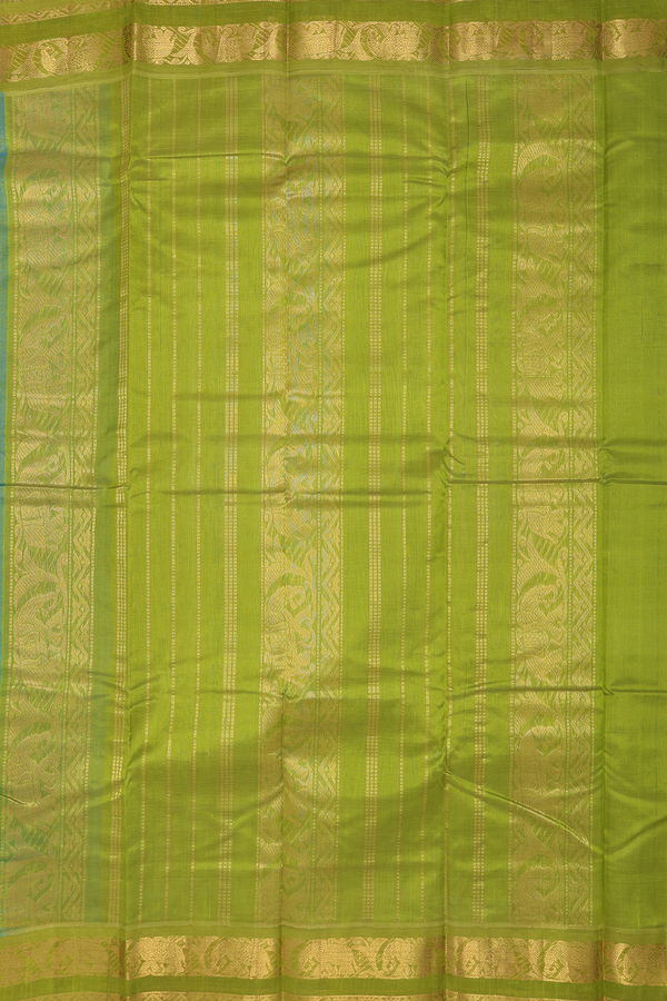 Kanchi Cotton Saree In Sky Blue With Contrast Border
