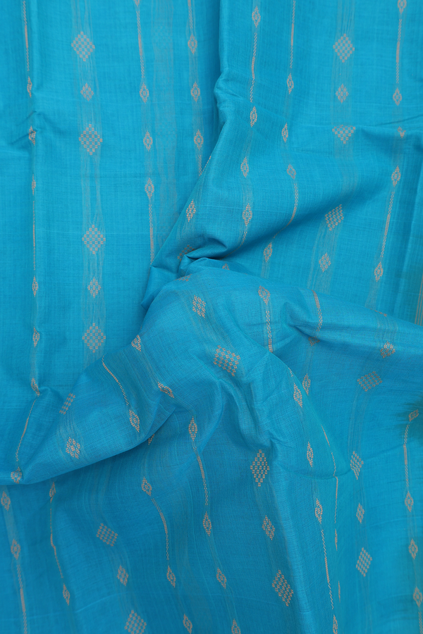 Kanchi Cotton Saree In Sky Blue With Threadwork Design