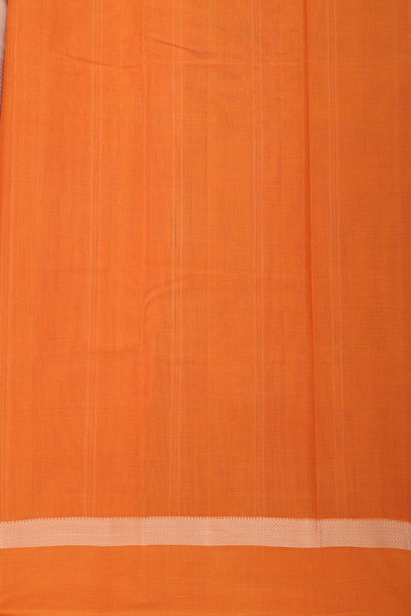 Kanchi Cotton Saree In Tan And Orange With Checks Design