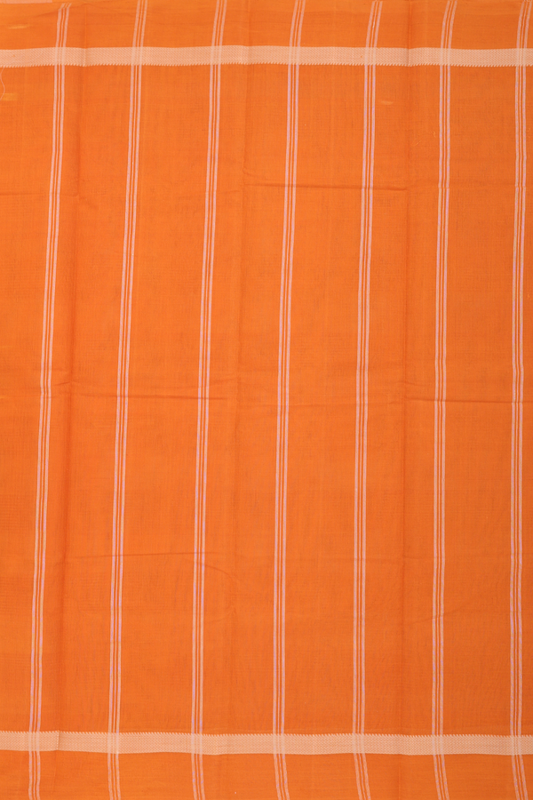 Kanchi Cotton Saree In Tan And Orange With Checks Design