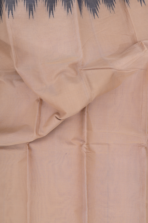 Kanchi Cotton Saree In Tan Brown With Contrast Silk Border