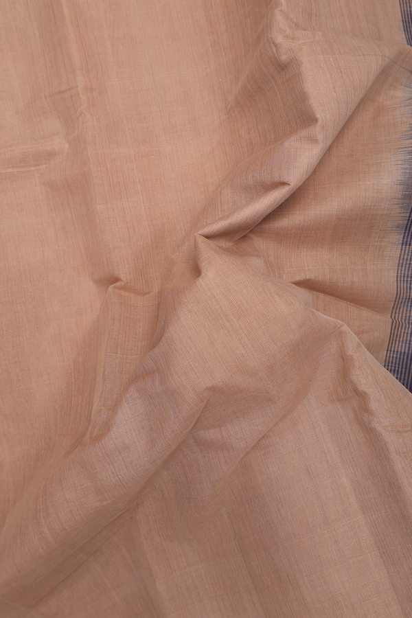Kanchi Cotton Saree In Tan Brown With Threadwork Border