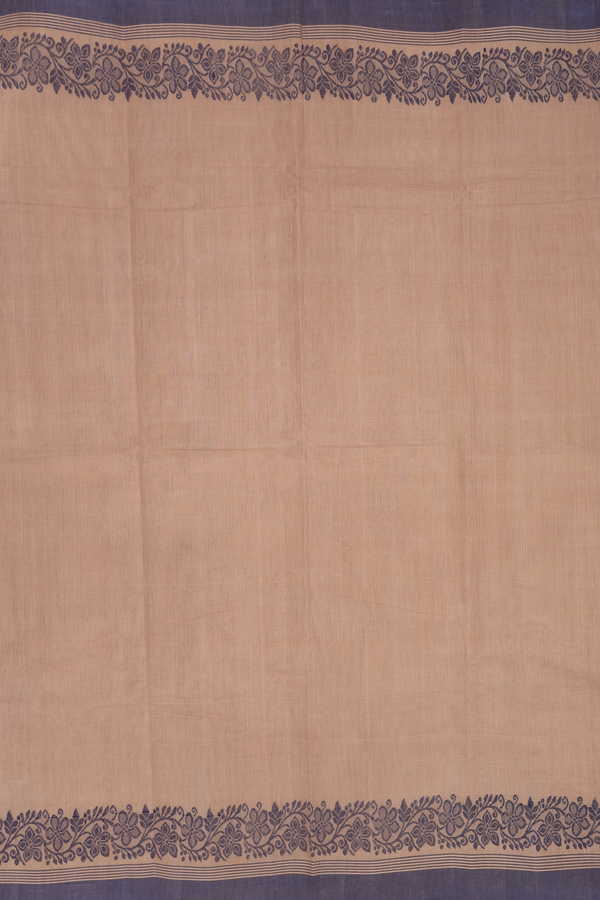 Kanchi Cotton Saree In Tan Brown With Threadwork Border