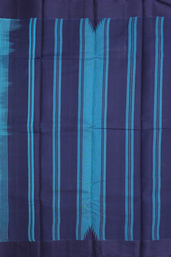 Kanchi Cotton Saree In Teal Blue With Contrast Silk Border