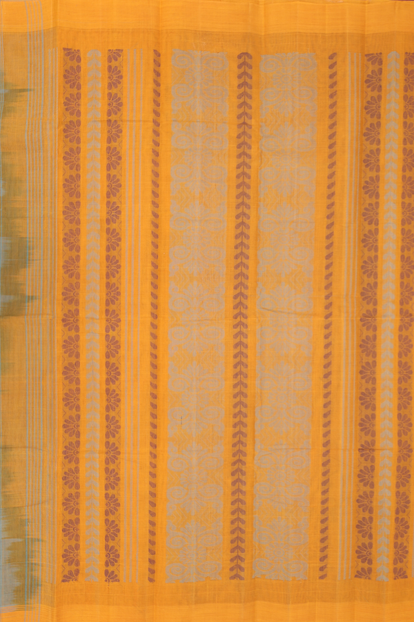 Kanchi Cotton Saree In Turkish Blue With Threadwork Buttas