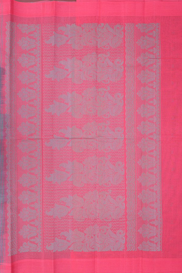 Kanchi Cotton Saree In Turkish Blue With Threadwork Buttis