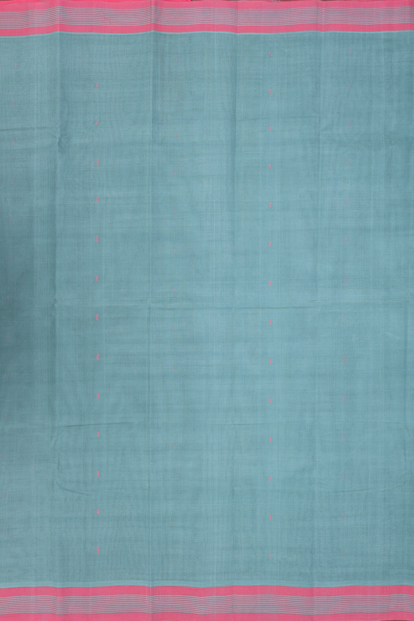 Kanchi Cotton Saree In Turkish Blue With Threadwork Buttis