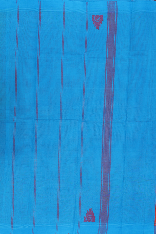 Kanchi Cotton Saree In Vermillion Red With Floral Border