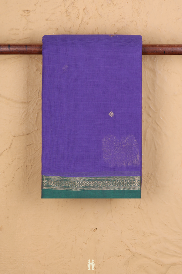 Kanchi Cotton Saree In Violet With Diamond Buttis