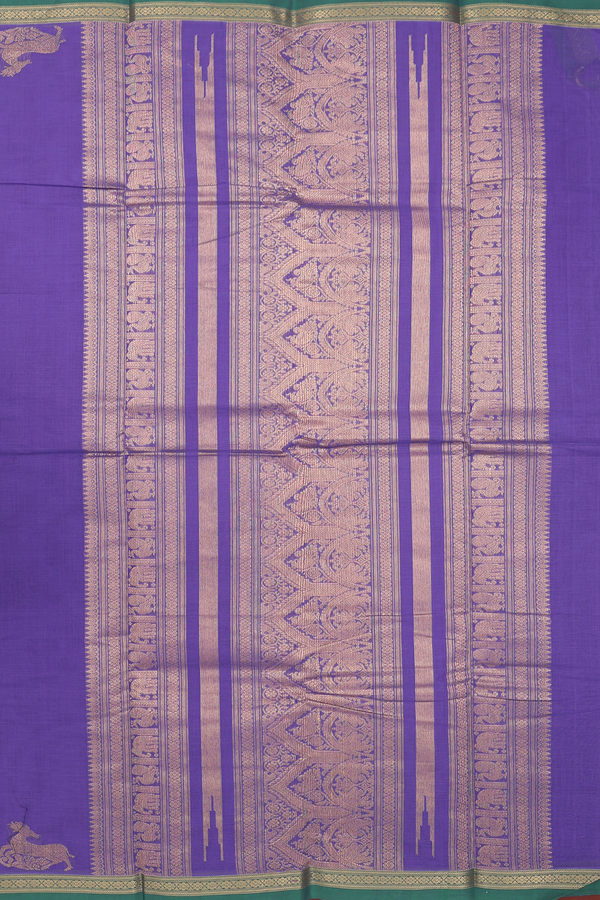 Kanchi Cotton Saree In Violet With Diamond Buttis