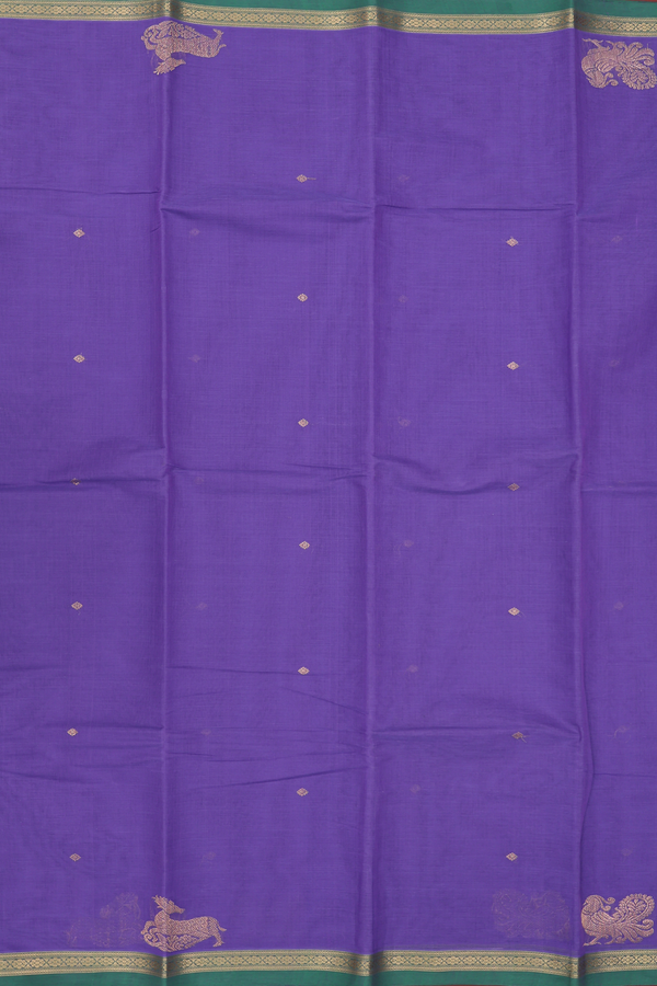 Kanchi Cotton Saree In Violet With Diamond Buttis