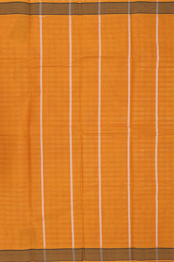 Kanchi Cotton Saree In White And Orange With Checks Design