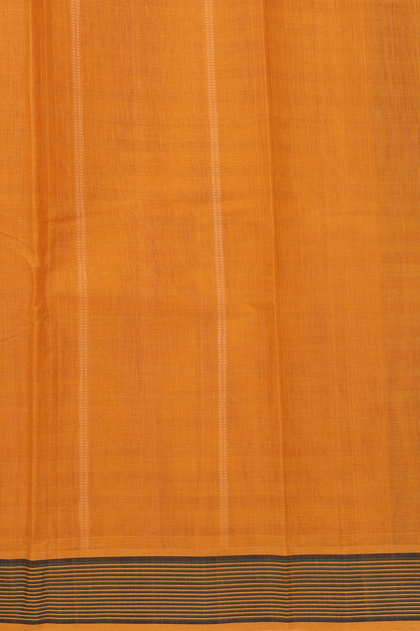 Kanchi Cotton Saree In White And Orange With Checks Design