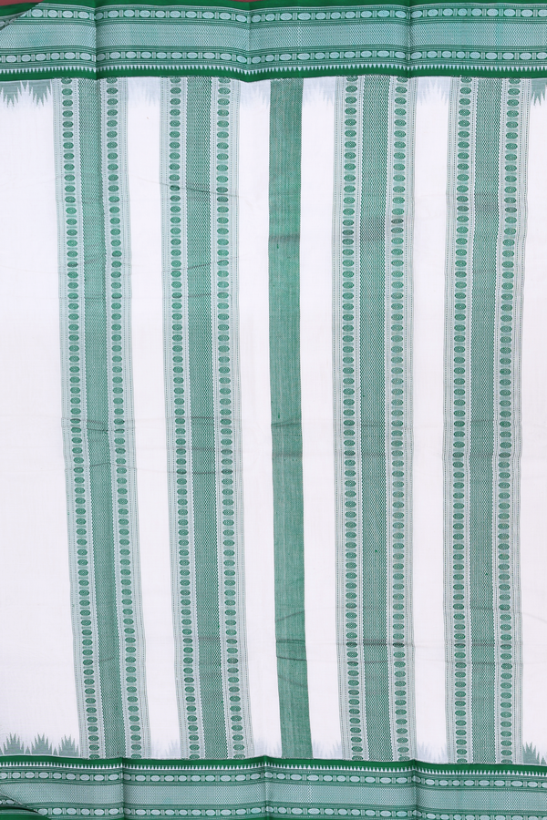 Kanchi Cotton Saree In White With Contrast Silk Border