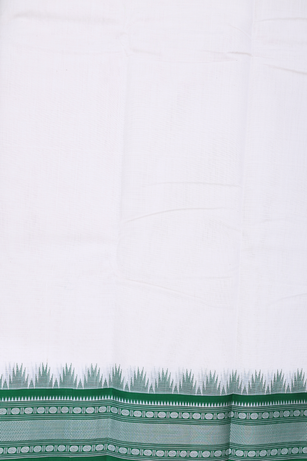 Kanchi Cotton Saree In White With Contrast Silk Border