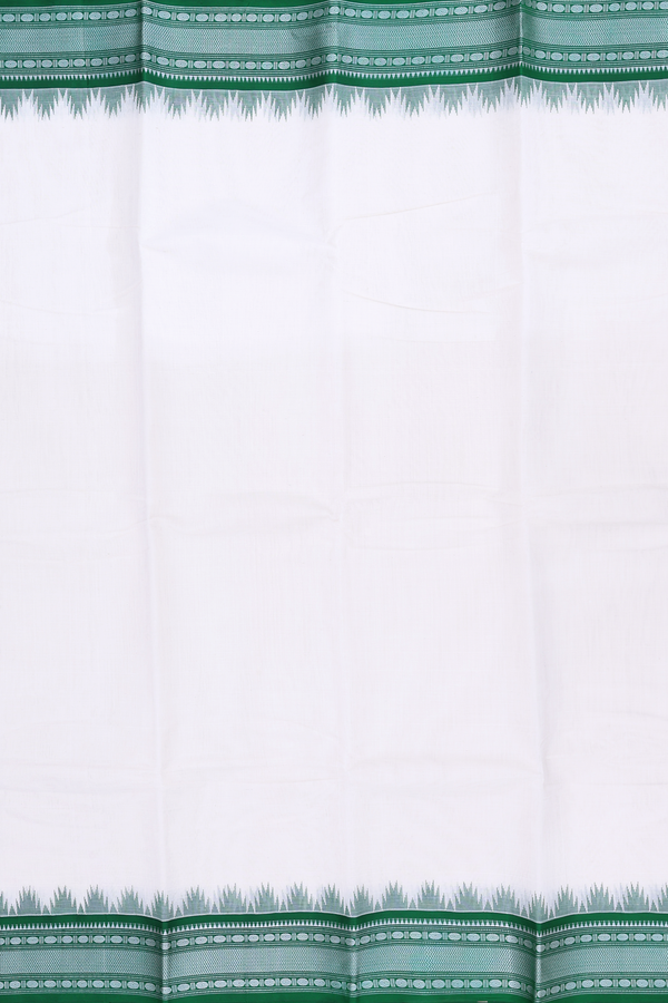 Kanchi Cotton Saree In White With Contrast Silk Border