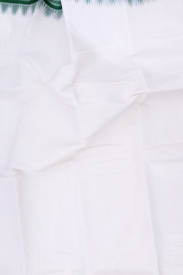 Kanchi Cotton Saree In White With Contrast Silk Border