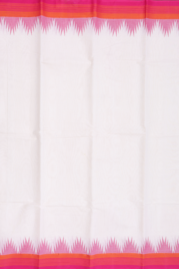 Kanchi Cotton Saree In White With Temple Border