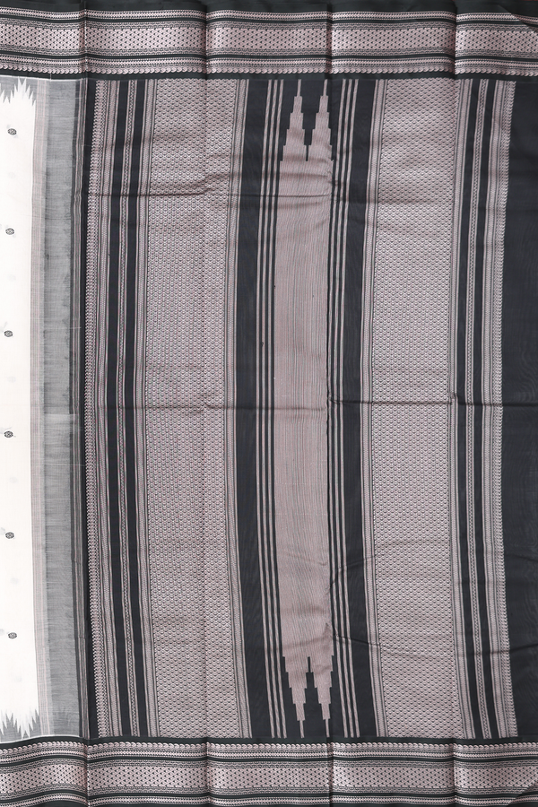 Kanchi Cotton Saree In White With Threadwork Buttas