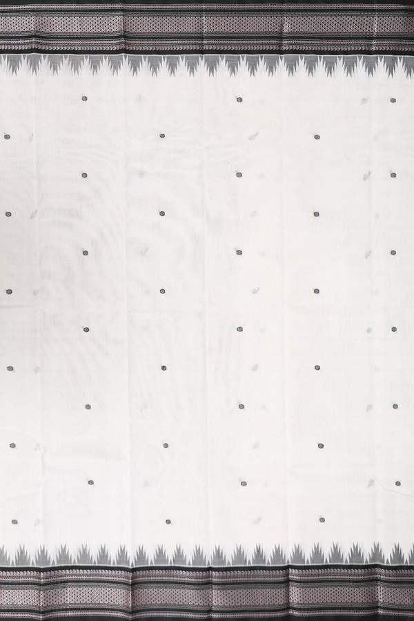 Kanchi Cotton Saree In White With Threadwork Buttas