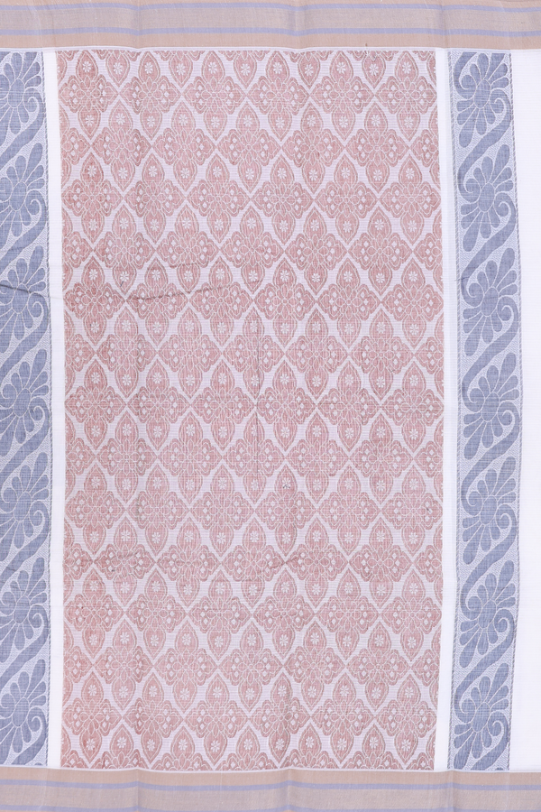 Kanchi Cotton Saree In White With Threadwork Design