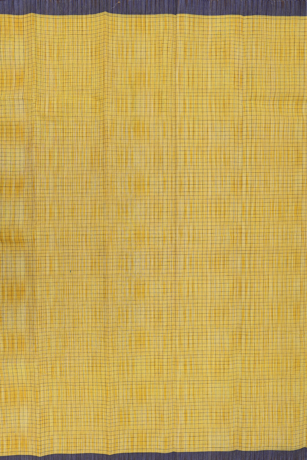 Kanchi Cotton Saree In Yellow With Checks Design