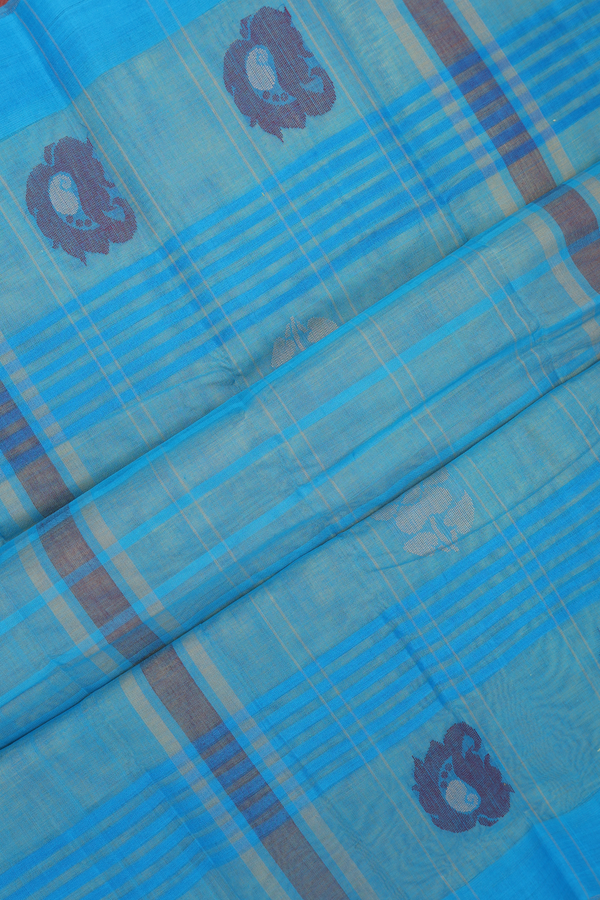 Kanchi Cotton Saree In Yellow With Self Stripes Design
