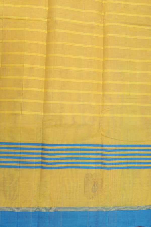 Kanchi Cotton Saree In Yellow With Self Stripes Design