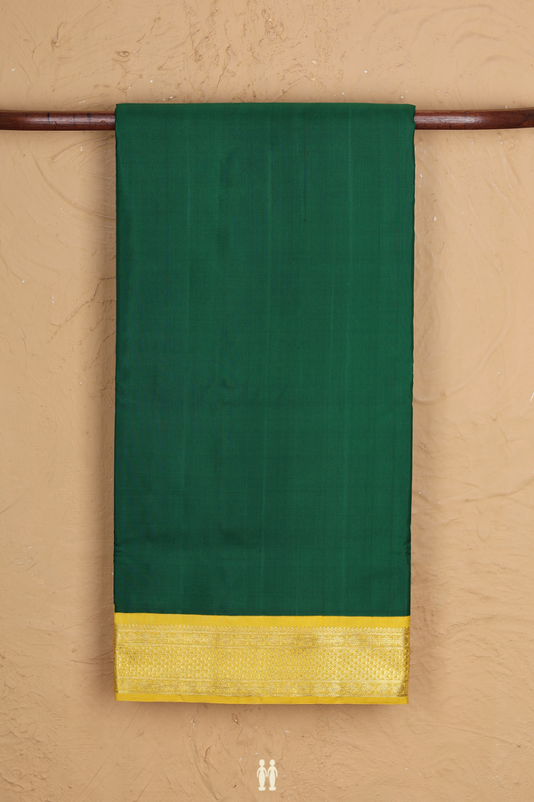 Kanchipuram Nine Yards Silk Saree In Green With Zari Border