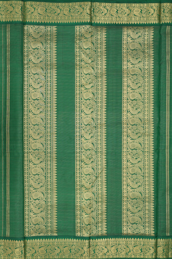 Kanchipuram Nine Yards Silk Saree In Red With Iruthalai Pakshi