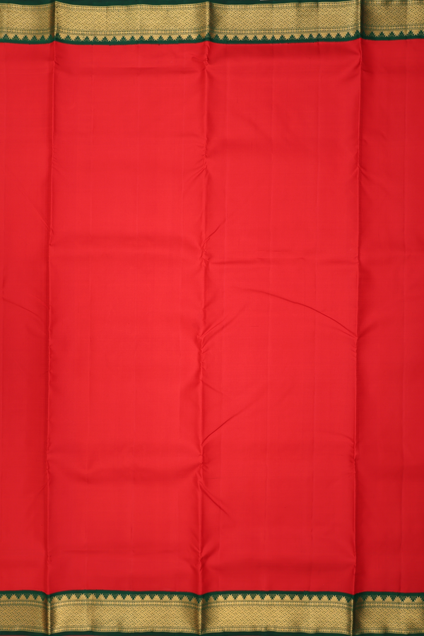 Kanchipuram Nine Yards Silk Saree In Red With Zari Border