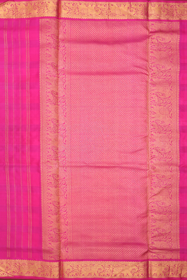 Kanchipuram Nine Yards Silk Saree Multicolor With Checks Design