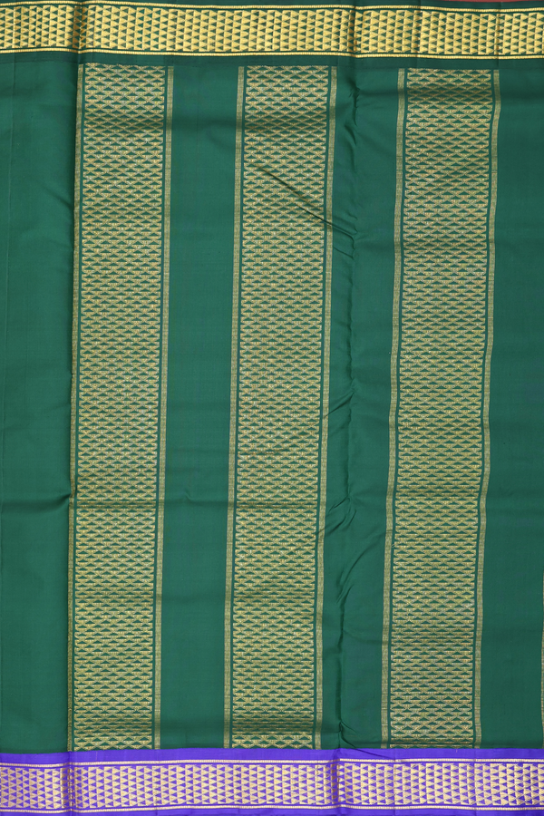 Kanchipuram Nine Yards Silk Saree Orange Ganga Jamuna Border