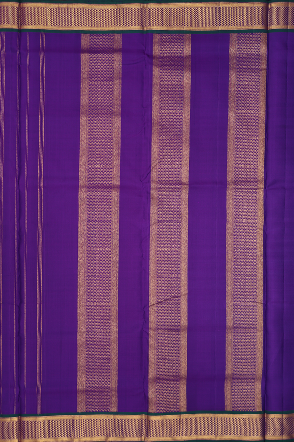 Kanchipuram Nine Yards Silk Saree Purple With Peacock Buttas