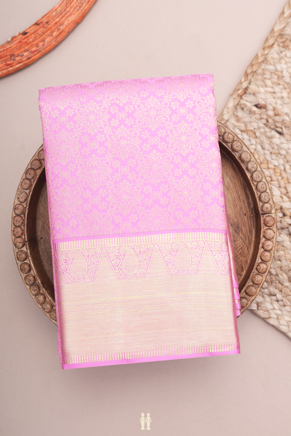 Kanchipuram Silk Saree In Lotus Pink With Brocade Design