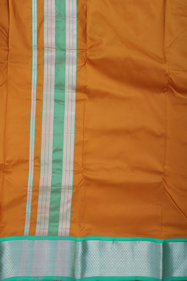 Contrast Border Brown Silk Dhoti With Angavastram Set