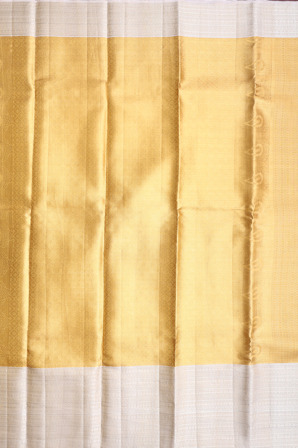 Kanchipuram Silk Saree In Gold Tissue With Contrast Border