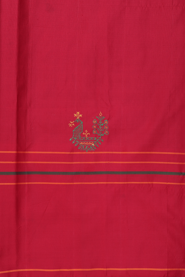 Kanchipuram Silk In Black With Threadwork Design