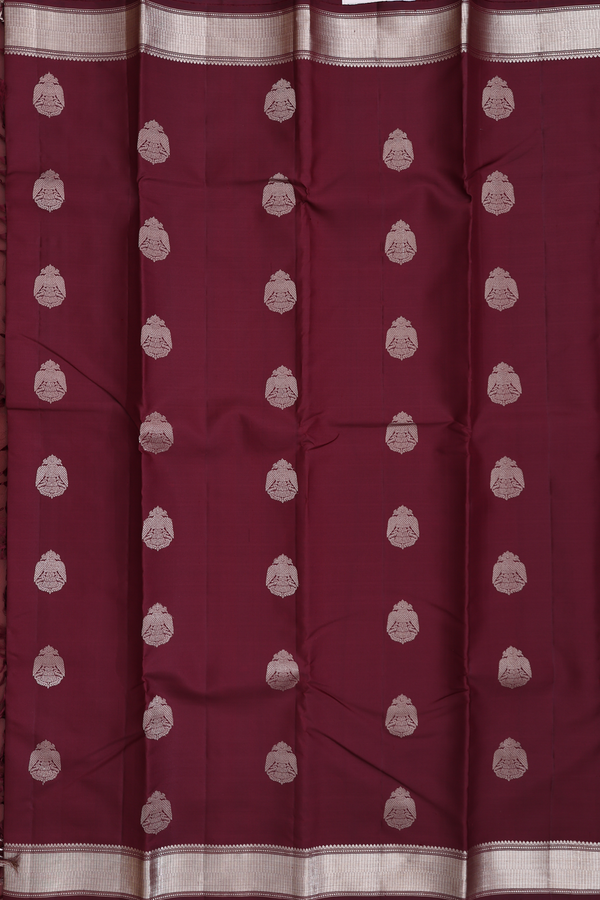 Kanchipuram Silk Saree In Brown With Iruthalai Pakshi Buttas