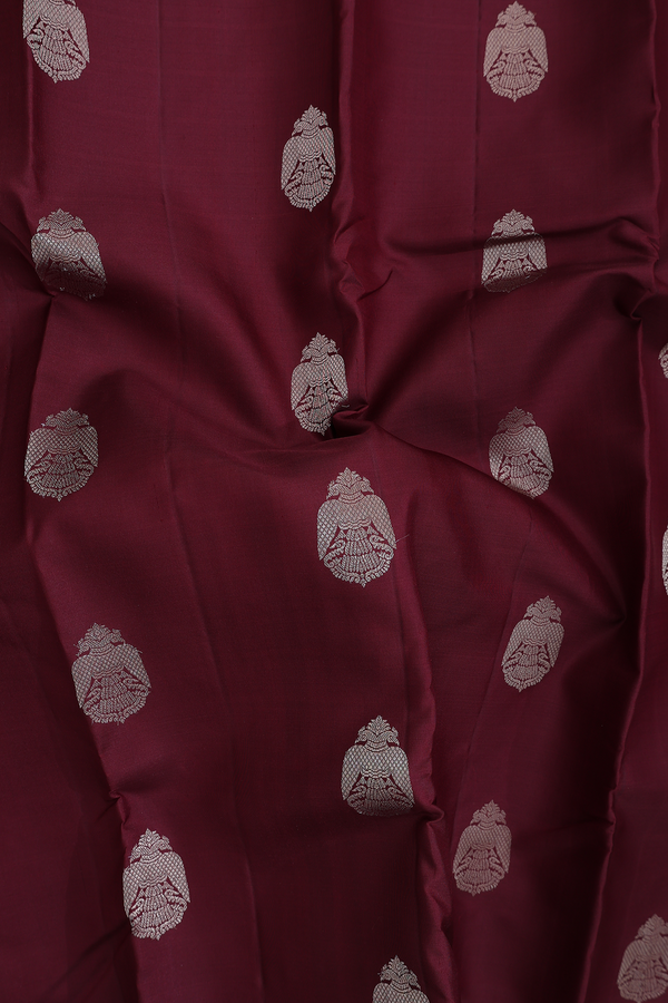 Kanchipuram Silk Saree In Brown With Iruthalai Pakshi Buttas