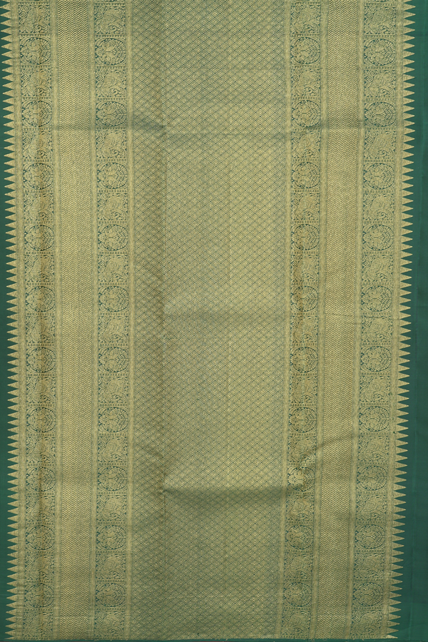 Kanchipuram Silk In Greenish Grey With Iruthalai Pakshi Buttas