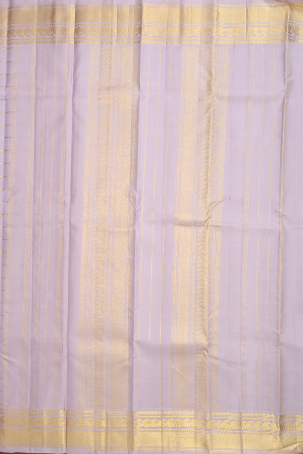 Kanchipuram Silk Saree In Light Grey With Checks Design