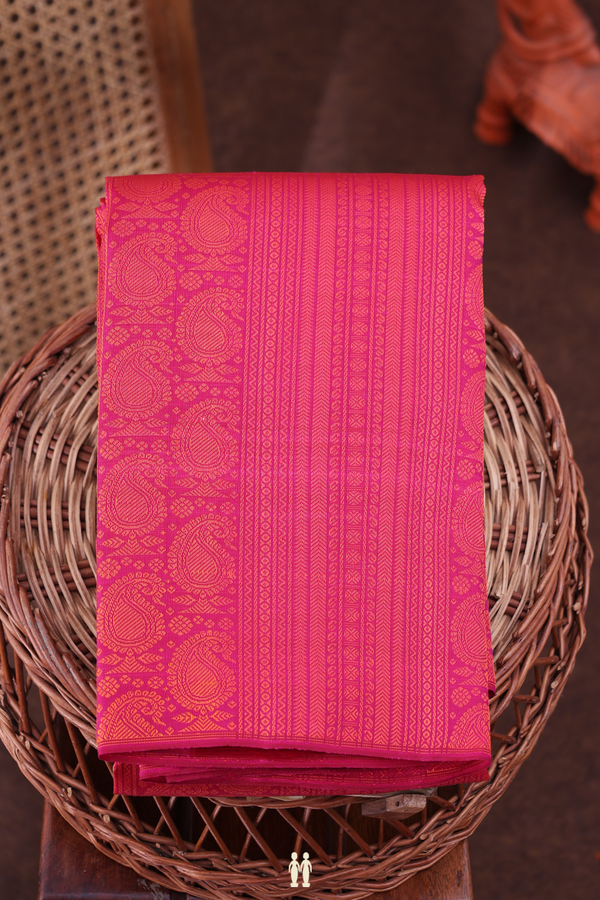 Kanchipuram Silk In Magenta With Jacquard Pattern