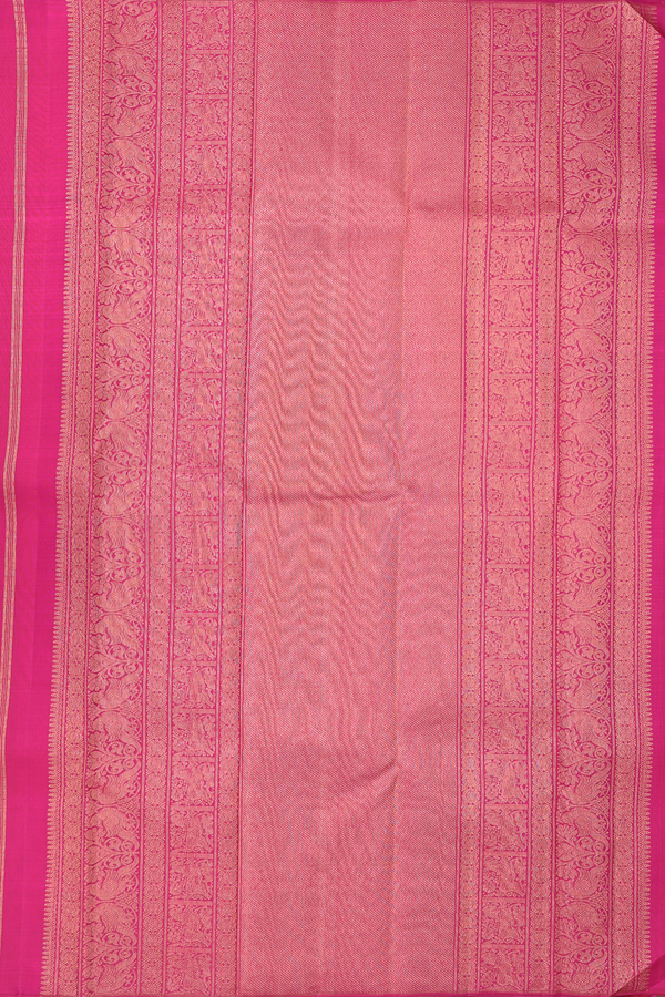 Kanchipuram Silk In Magenta With Jacquard Pattern