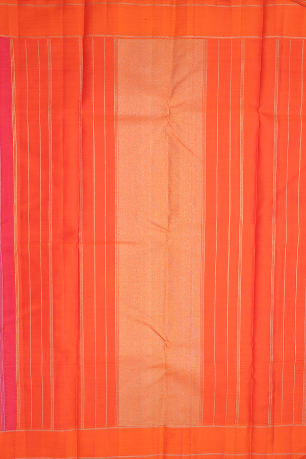 Kanchipuram Silk Saree In Rani Pink With Jacquard Pattern