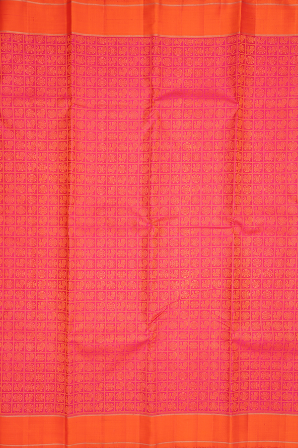 Kanchipuram Silk Saree In Rani Pink With Jacquard Pattern