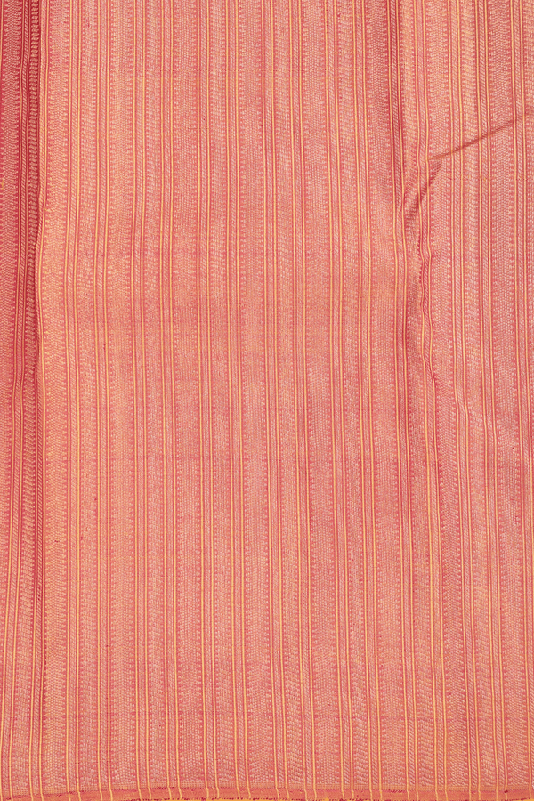 Kanchipuram Silk Saree In Saffron Yellow With Jacquard Pattern