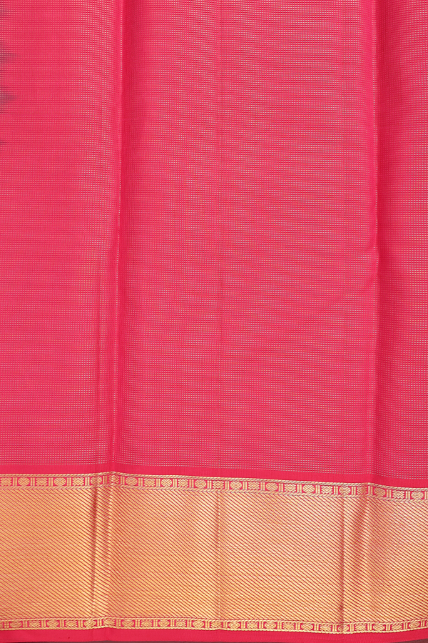 Kanchipuram Silk Saree In Sea Green Along Checks With Buttas