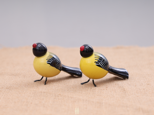 Set Of 2 Wooden Handicraft Multicolor Birds For Showpiece