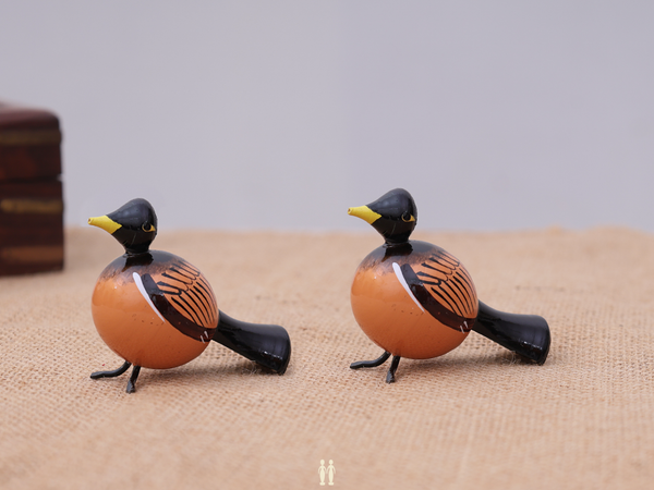 Set Of 4 Wooden Handicraft Multicolor Birds For Showpiece